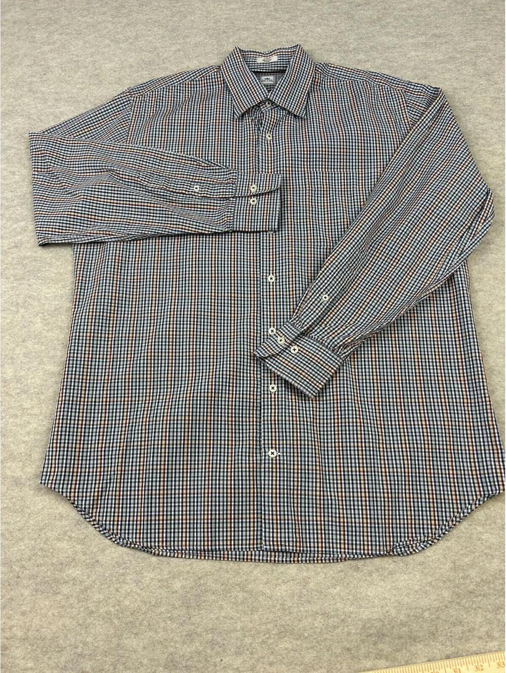 Peter Millar Large Long Sleeve Cotton Checkered Dress Shirt